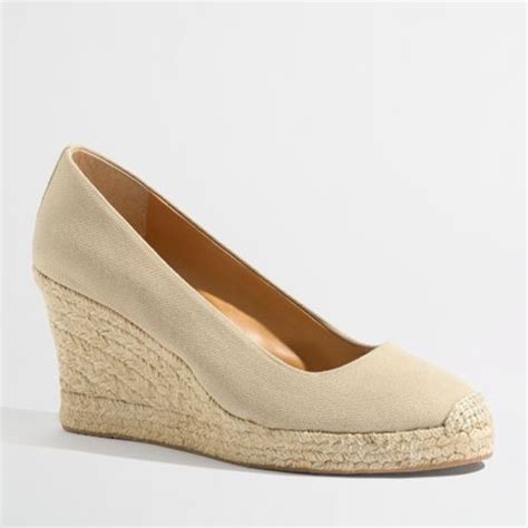 J Crew Factory Canvas Espadrille Wedges In Beige Flax Lyst