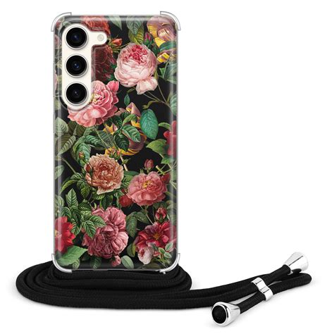 Samsung Galaxy S23 Hoesje Met Koord Rode Bloemen Leuke Telefoonhoesjes