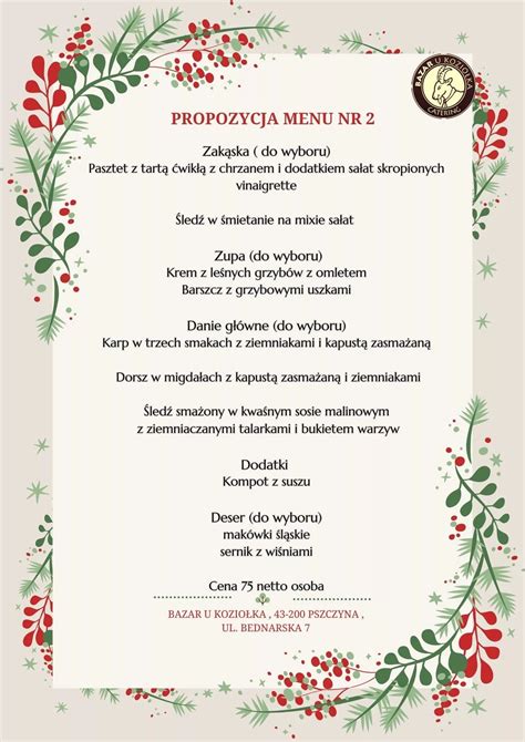 Catering Wi Ta Bo Ego Narodzenia Oferta Cateringu Na Wigili