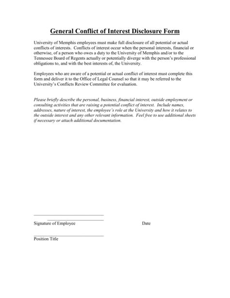 Employee Conflict Of Interest Policy Template