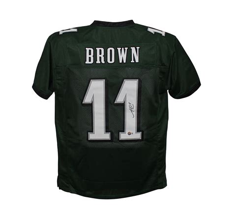 AJ Brown Autographed/Signed Pro Style Green XL Jersey Beckett – Denver ...