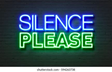 Silence Please Neon Sign On Brick Stock Illustration 594263738 ...