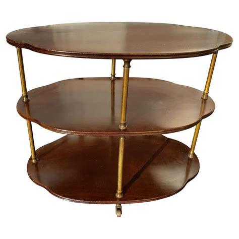 Hollywood Regency Italian Style Brass Walnut Glass Tiered Bar Cart