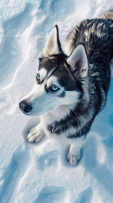 Siberian Husky In Snow Blue Eyed Husky Husky With Snow Background