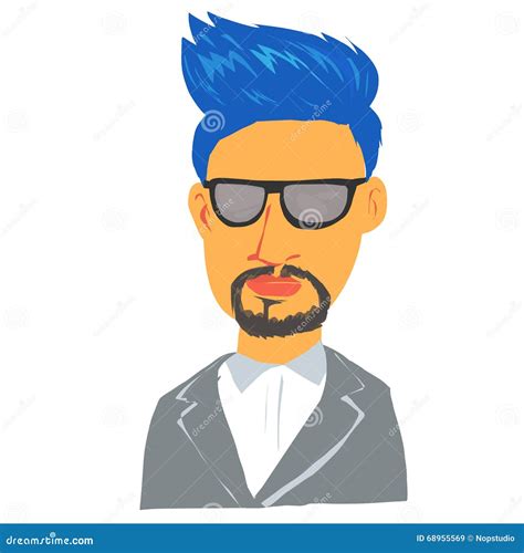 Personagem De Banda Desenhada Azul Do Homem Do Cabelo Ilustração do