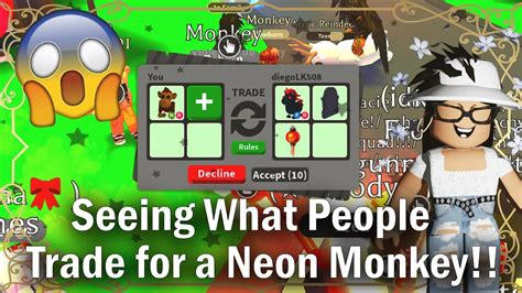 Seeing What People Trade For A Neon Monkey Adoptme Roblox Youtube