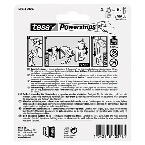 Tesa Powerstrips Gardinenhaken Vario Wei Gr E S Stk Bauhaus