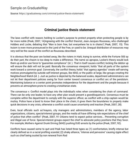 ⇉criminal Justice Thesis Statement Essay Example Graduateway