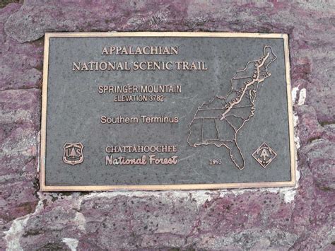 Springer Mountain, southern terminus of the Appalachian Trail ...