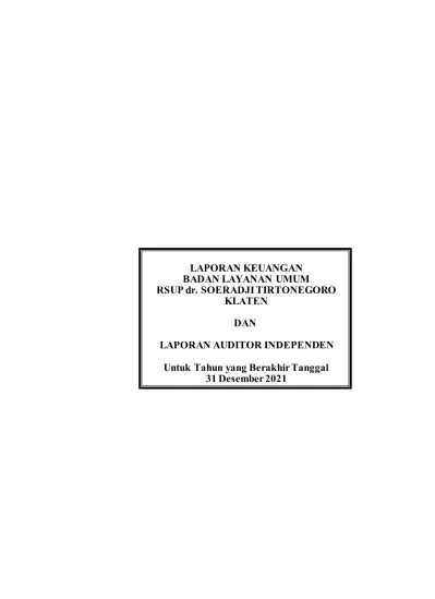Laporan Keuangan Badan Layanan Umum Rsup Dr Soeradji Tirtonegoro
