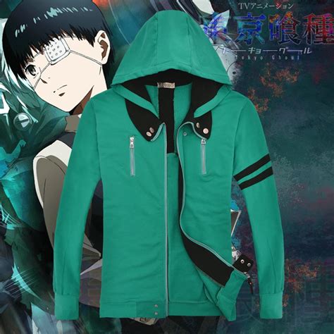 Anime Tokyo Ghoul Kaneki Ken Long Sleeves Green Cotton Hoodies Cosplay