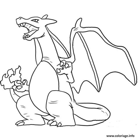 Coloriage Dracaufeu Dragon Pokemon Souffle Brulant Dessin Dracaufeu à