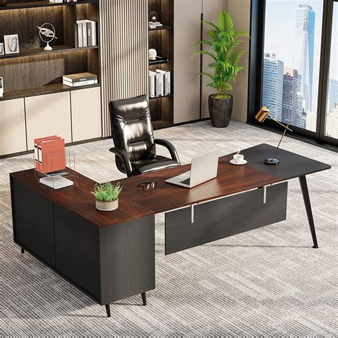 Tribesigns 87” Extra Long Executive Desk with 51” File Cabinet in ...