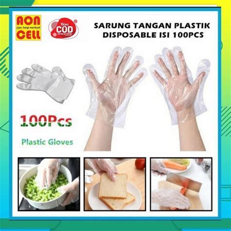 Jual Sarung Tangan Plastik Isi 100pcs Sekali Pakai Higienis Praktis