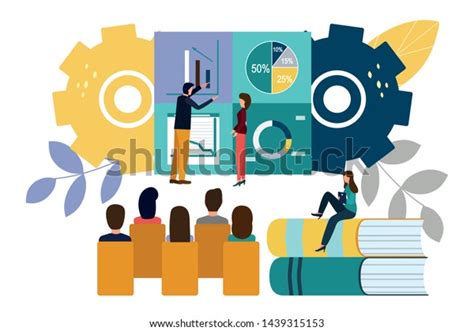 Vector Illustration Office Staff Training Team Stock Vector Royalty