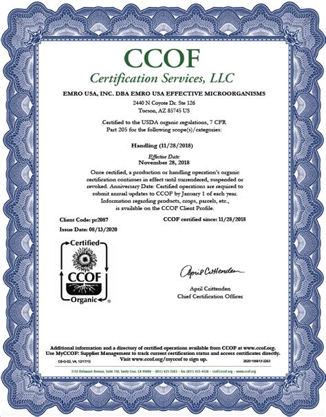 Usda Certificate Emrousa