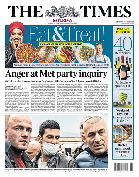 Times Front Page 29th Of January 2022 Tomorrows Papers Today