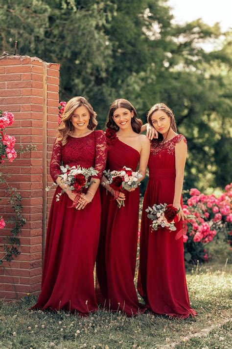 Dark Red Chiffon Bridesmaid Dresses