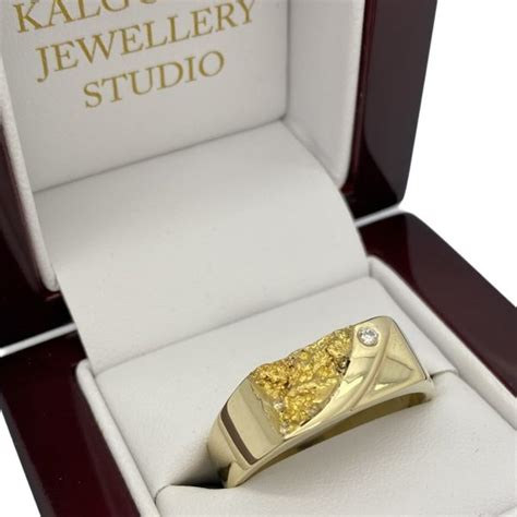 Gents Gold Nugget Ring Kalgoorlie