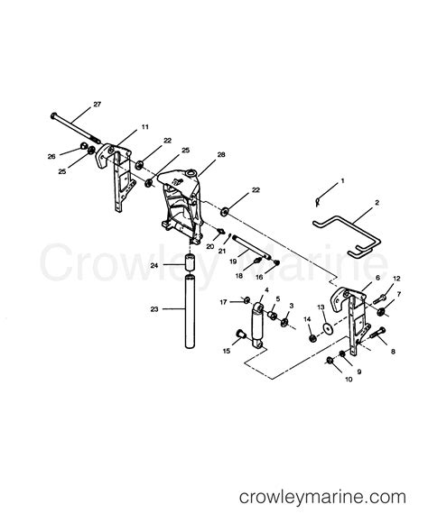 SWIVEL BRACKET AND STERN BRACKETS MODELS WITH POWER TRIM 1989