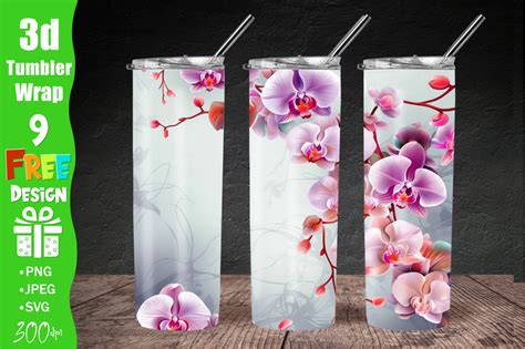 3d Orchid Flowers 20 Oz Skinny Tumbler Graphic By Qasimgraphic1 · Creative Fabrica