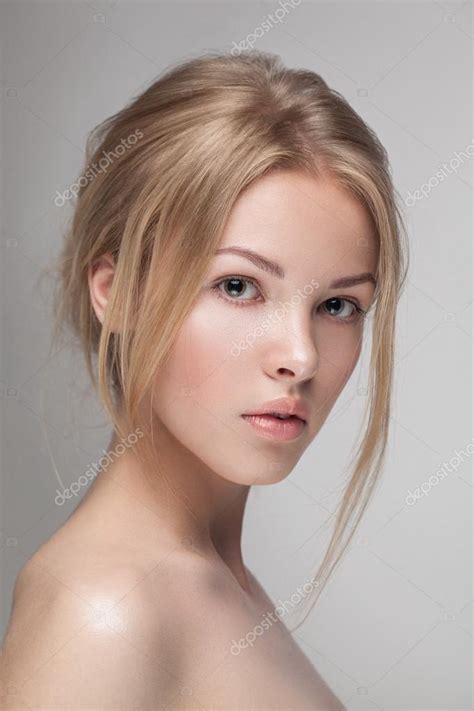 Natural Fresh Pure Beauty Portrait Closeup Of A Young Attractive Model