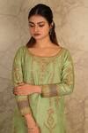 Buy Green Silk And Organza Embroidery Dabka Sequin Boat Kurta Palazzo