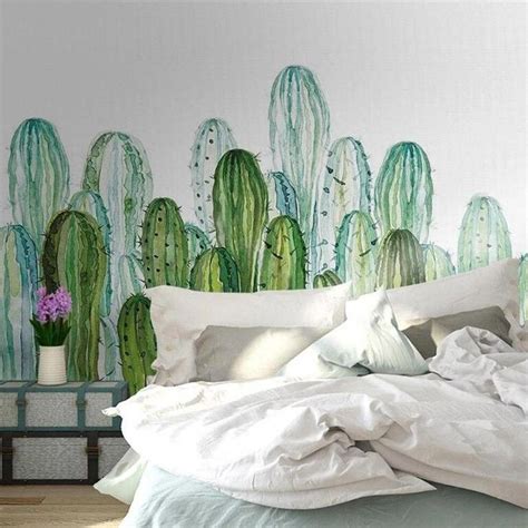 Custom Wallpaper Mural Minimalist Cactus (㎡) | Mural wallpaper, Mural ...