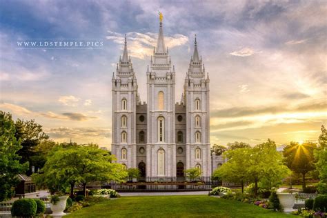 Salt Lake Temple Summer Sunset West - LDS Temple Pictures