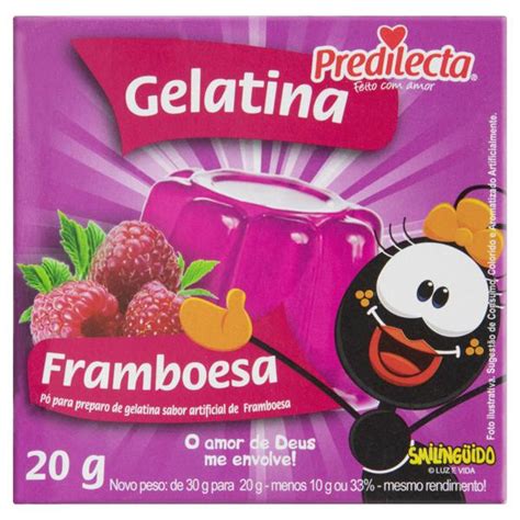 Gelatina em Pó Framboesa Smilingüido Predilecta Caixa 20g