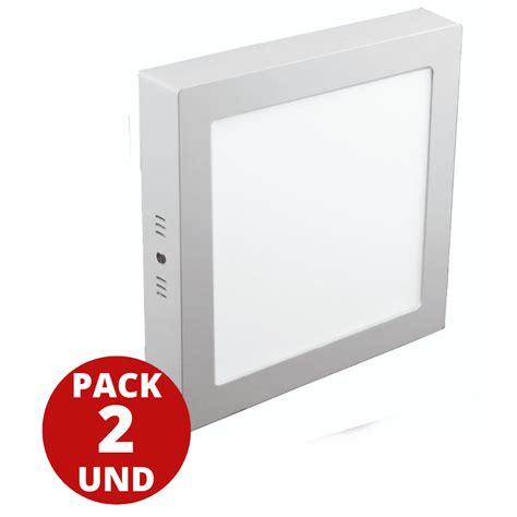 Panel Led Sobrepuesto Cuadrado 18w Megabright LUZ FRIA PACK 2 UND