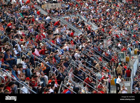 Crowd Of Spectators In The Stands Of The Football Field Stock Photo Alamy