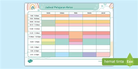 Tabel Jadwal Pelajaran Kurikulum Merdeka Teacher Made