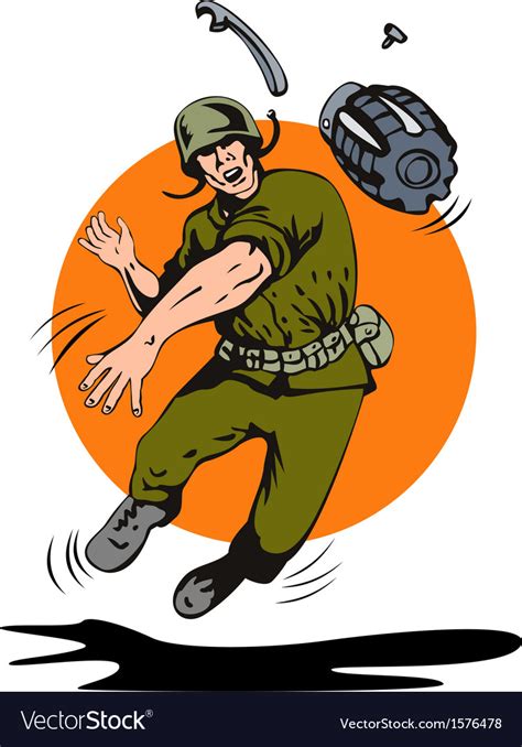 soldier throwing grenade royalty  vector image