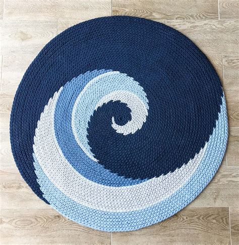 The Wave Crochet Rug Round Crochet Rug Pattern Crochet Pattern Etsy