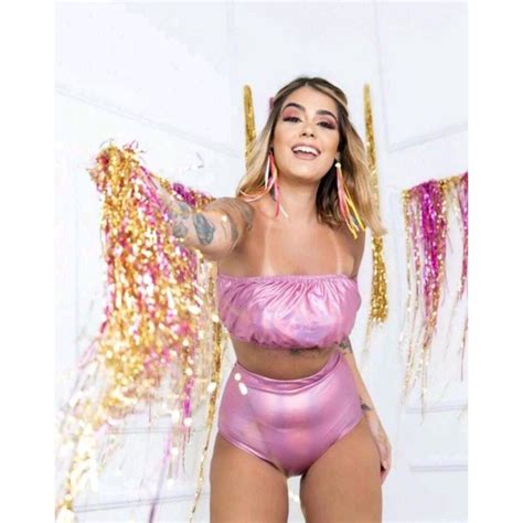 Conjunto Hot Pants Top Moda Bloquinho Contem Bojo Metalizado Shopee Brasil