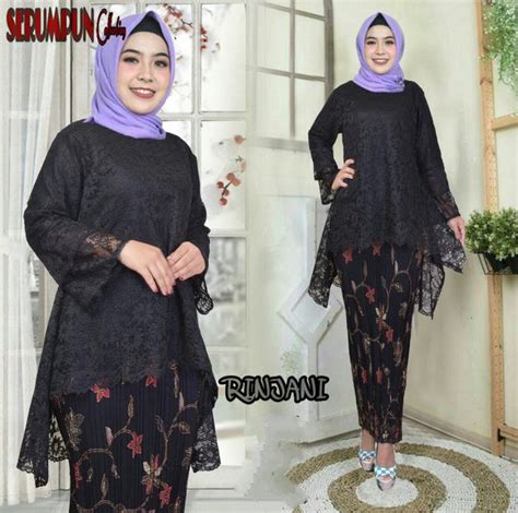 Jual Stelan Kebaya Fira Super Jumbo Kombi Rok Instan Plisket Maxi Batik