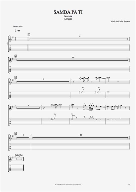 Samba Pa Ti Tab By Santana Guitar Pro Full Score Mysongbook