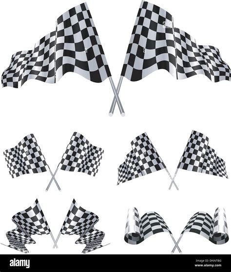 Checkered Flags Set Illustration On White Background Stock Vector Image