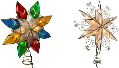 Kurt Adler 10 Light Multi Color Capiz Star Tree Topper Kurt Adler