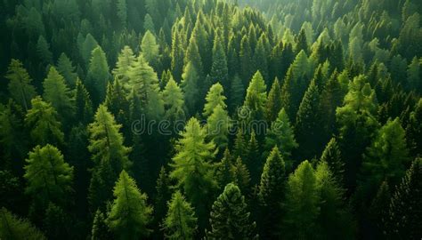 Aerial View Of Lush Green Forest Canopy Stock Illustration