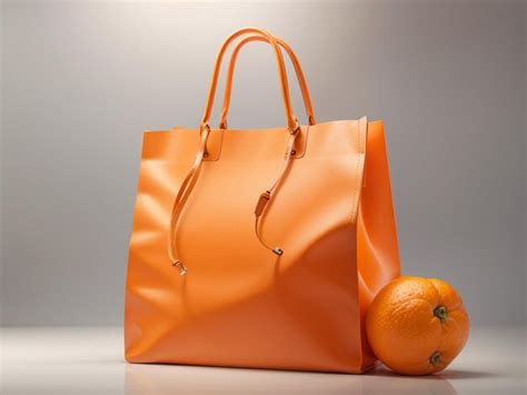 Premium Ai Image Bold Orange Shopping Bag Large Conceptual Statement