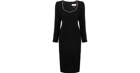 Nissa Crystal Embellished Long Sleeve Midi Dress In Black Lyst