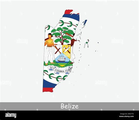 Belize Map Flag Map Of Belize With The Belizean National Flag Isolated