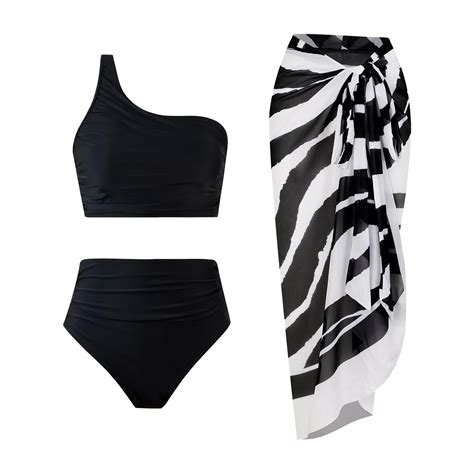 Piece Swimsuits For Women High Waisted Bikini Sets Retro Swimsuit With Cover Up Beach Wrap