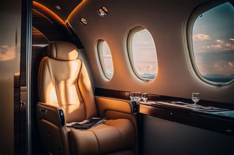 Premium AI Image | Interior of luxurious private jet with leather seats ...