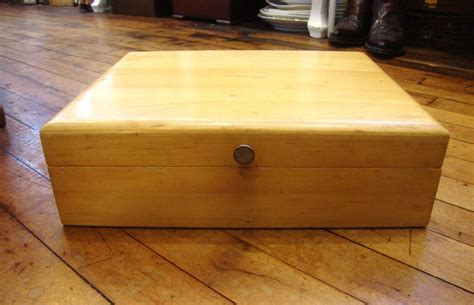 Vintage Blonde Wooden Silverware Flatware Storage Box Chest Holds Service For Repurpose