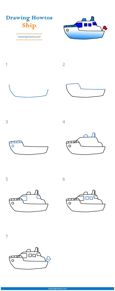 How to Draw a Ship - Step by Step Easy Drawing Guides - Drawing Howtos