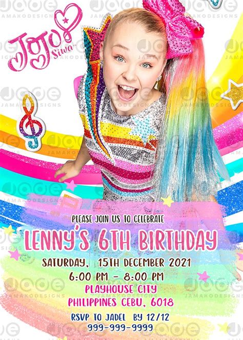 Digital Jojo Siwa Birthday Invitation Template Jamakodesigns