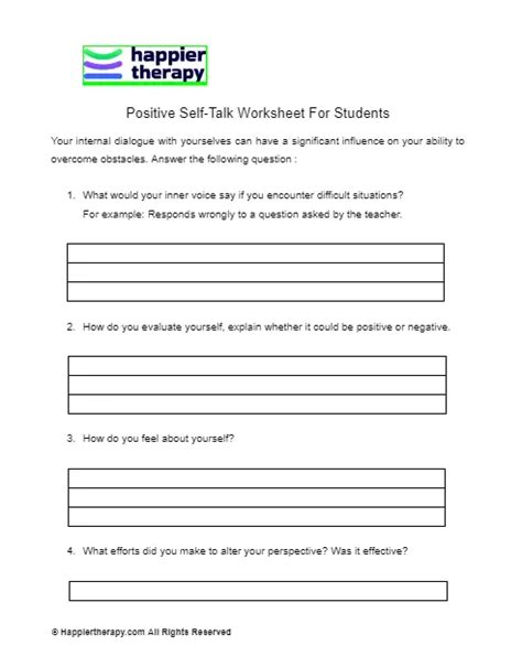 Free positive self talk worksheet, Download Free positive self talk ...